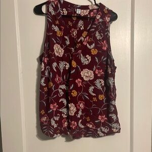 Floral Sleeveless Top - Burgundy